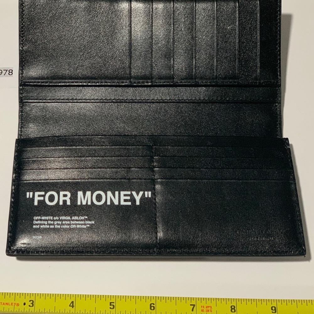 OFF-WHITE BOLD QUOTE WALLET “FOR MONEY” Leather